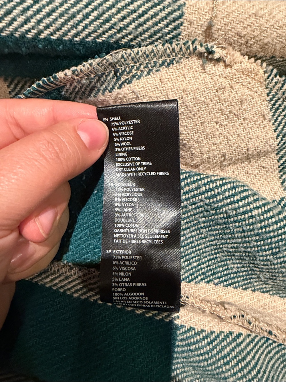 Design Lab Lord & Taylor Green & Cream Plaid Button-Front Coat - Picture 5 of 8
